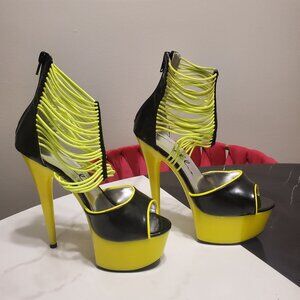 Ellie 309 Adore size 6 6 inch neon yellow exotic platforms.